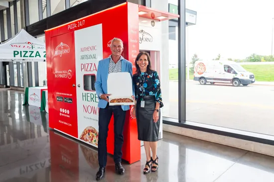 Pizza vending machine in modern shopping centre or mall environment