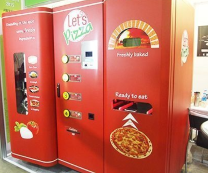 Internal view of fresh dough pizza vending machine
