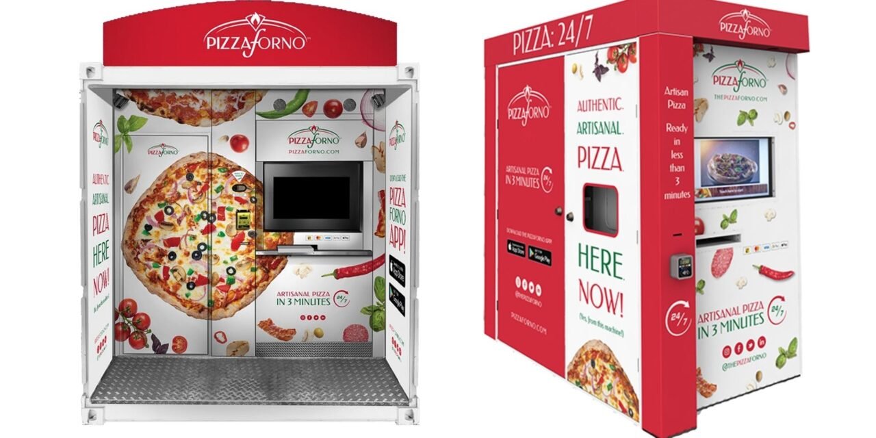 Indoor pizza vending machine automated touchscreen interface