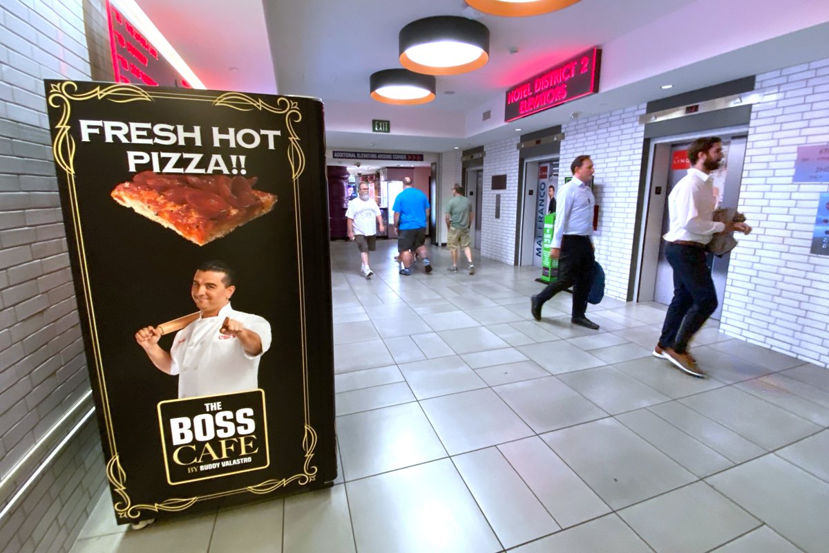 Pizza vending machine in luxury hotel lobby for guest convenience